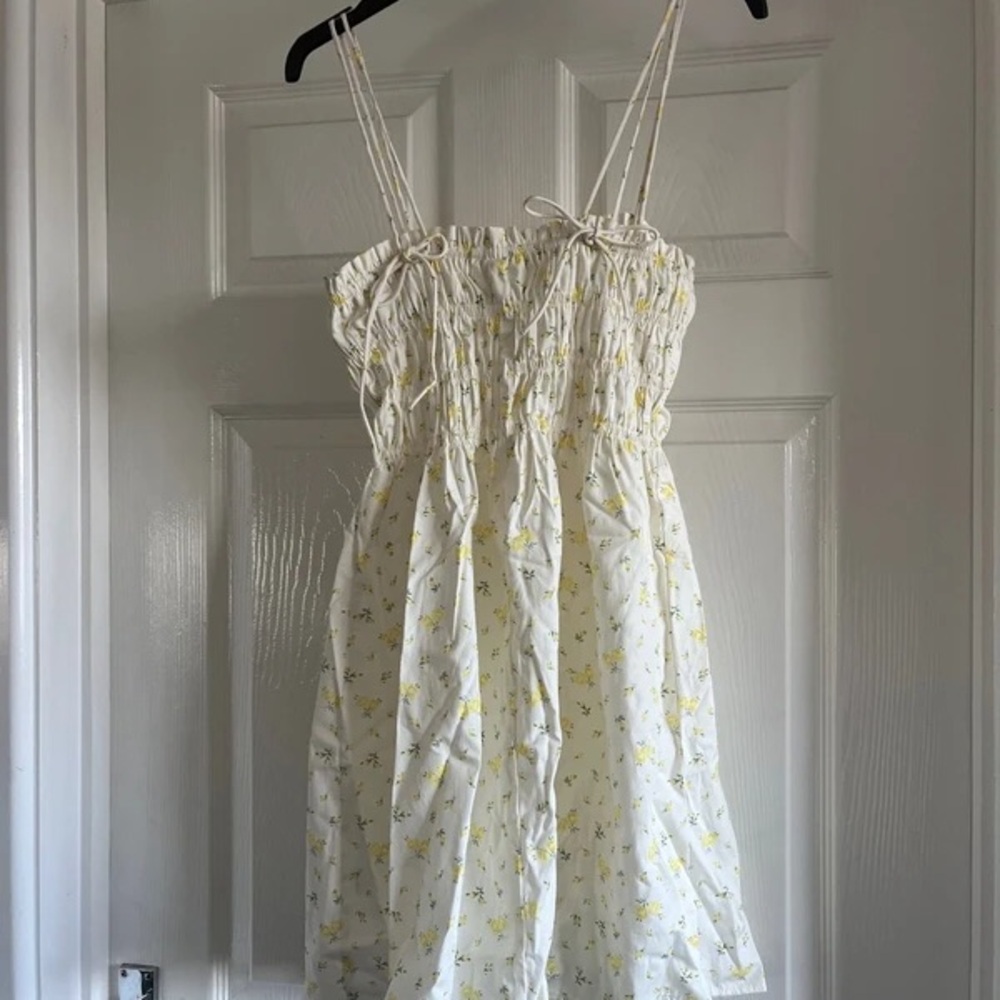 H&M White and Yellow Floral Mini Dress